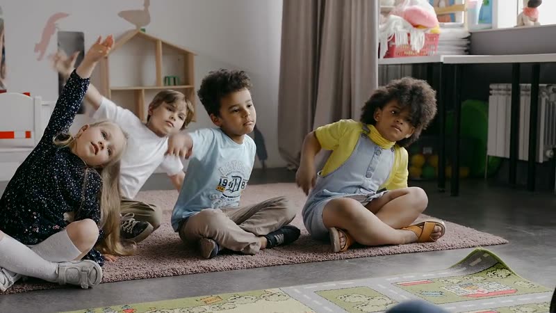 Children doing stretching exercises